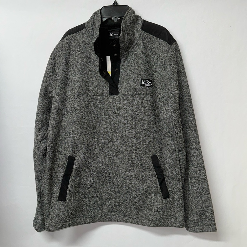 Spyder Pull Over Half Zip‎ M Medium NWT Black Grey